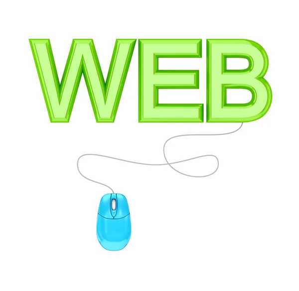 PC myszy i zielona słowo web. — Zdjęcie stockowe