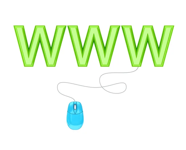 Мышь для ПК и зеленое слово WWW . — стоковое фото