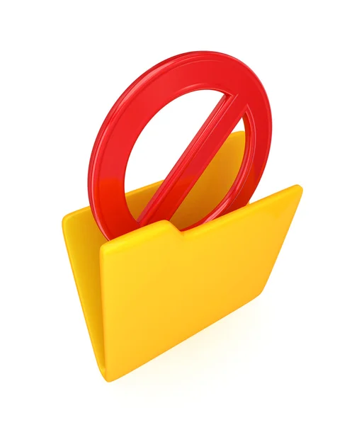 Κόκκινο σήμα στοπ σε ένα κίτρινο φάκελο. — Φωτογραφία Αρχείου