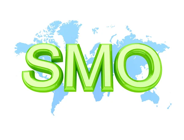 Parola verde OMU e mappa del mondo . — Foto Stock