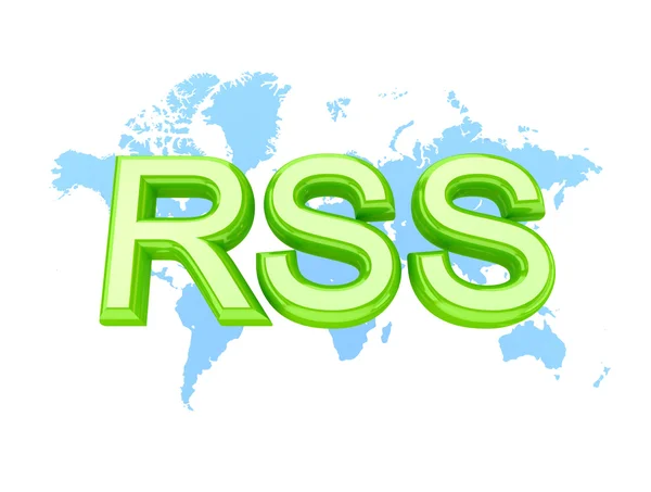 Зеленое слово RSS и карта мира . — стоковое фото