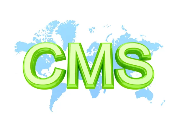 Groen woord cms en's werelds kaart. — Stockfoto