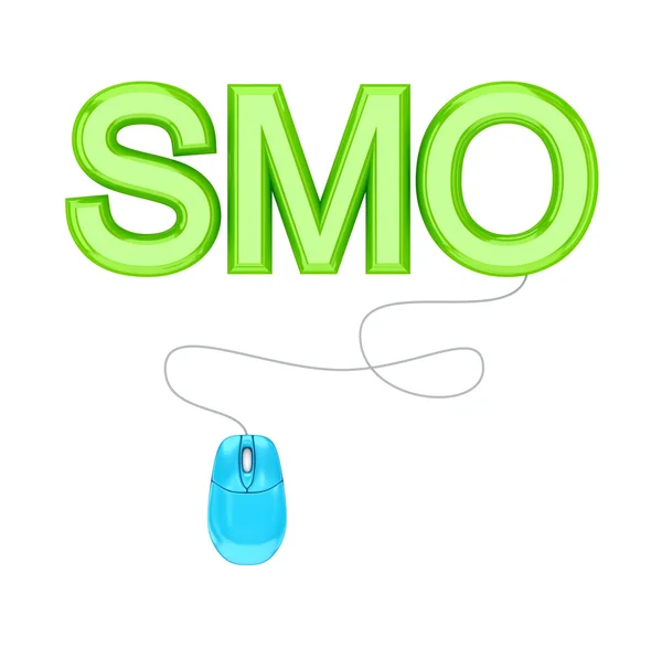 PC ratón y palabra verde SMO . — Foto de Stock