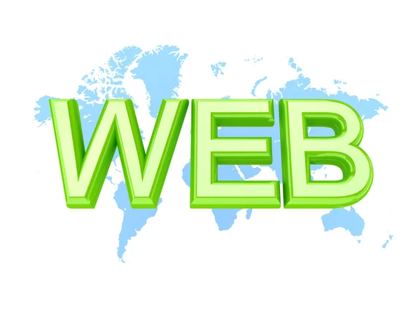 Groen woord web en's werelds kaart. — Stockfoto
