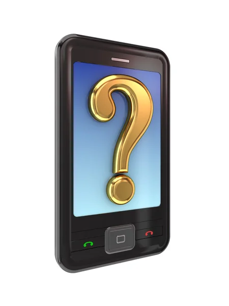 stock image Modern mobile phone with a query sign.