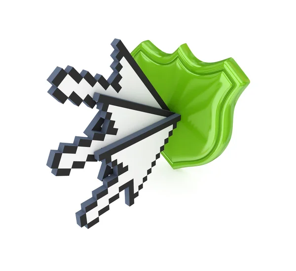 Cursors and green protection symbol. — Stock Photo, Image