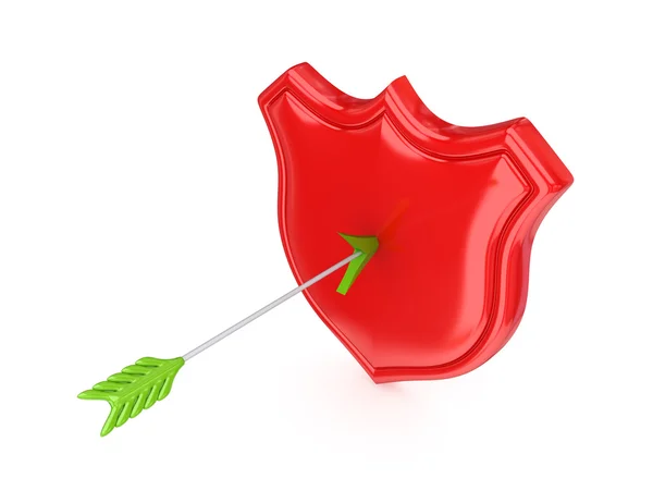Zielona strzałka i ochrony czerwony symbol. — Zdjęcie stockowe