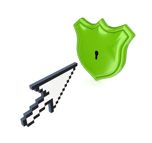 Cursor and green protection symbol. — Stock Photo, Image