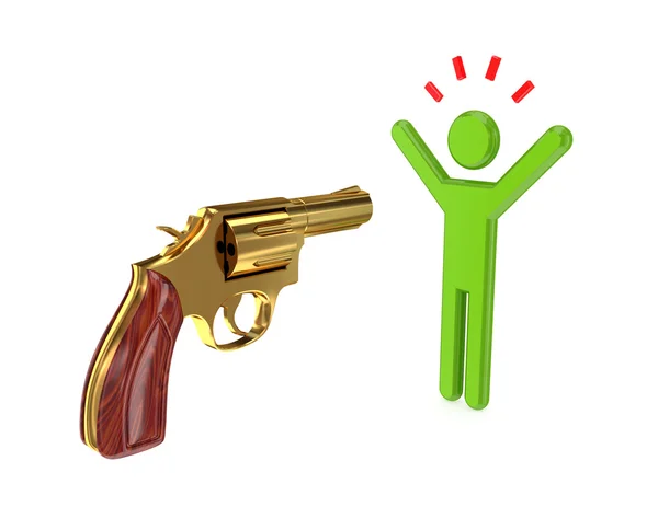 Revolver auf 3D-Person gerichtet. — Stockfoto