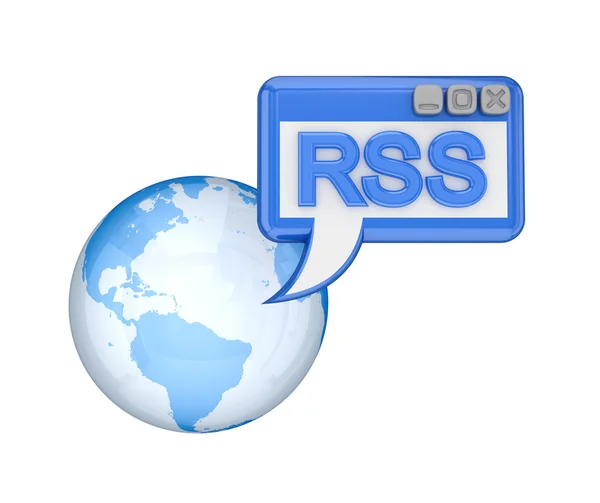 Earth, OS window with a word RSS. — Stock Photo, Image