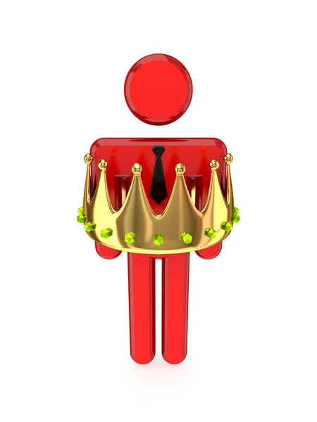3d small person with a large crown. — Stock Photo, Image