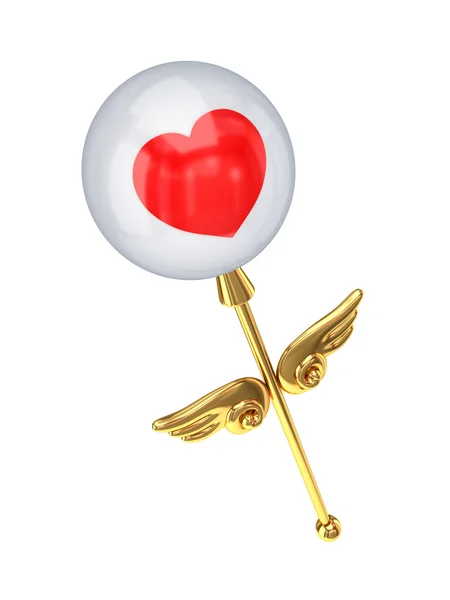 Magic wand with a red heart. — Stock Photo, Image