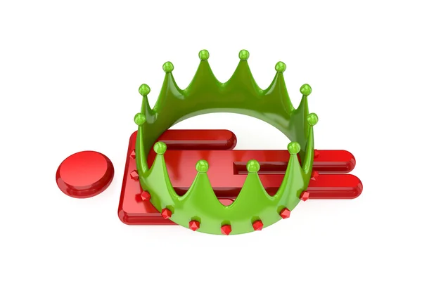 3d small person under large crown. — Stock Photo, Image