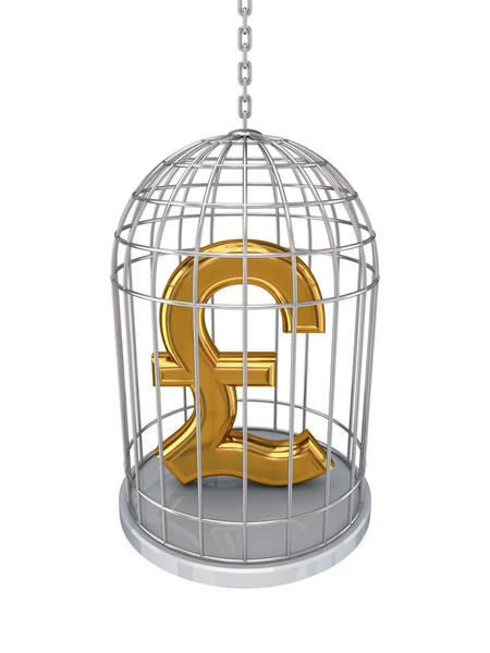 Signo de libra esterlina en una jaula para pájaros . — Foto de Stock