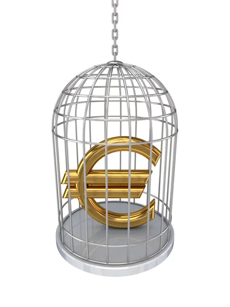 Znak euro w klatka dla ptaków. — Zdjęcie stockowe