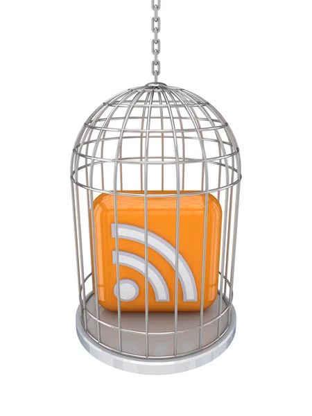 RSS sign in a birdcage. — Stock Photo, Image