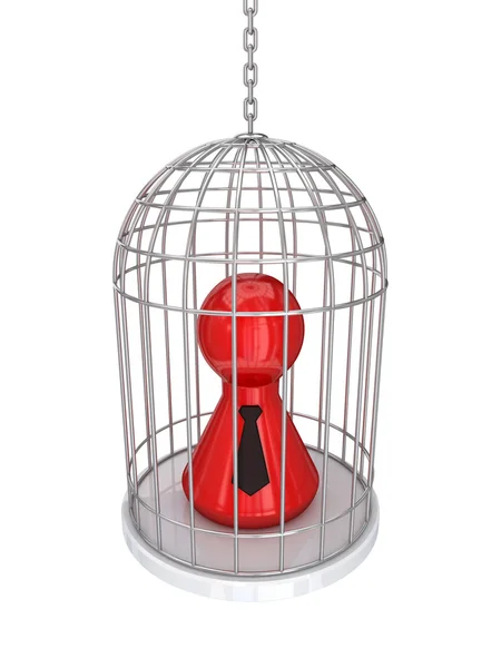 3d small person in a vintage cage. — Stock Photo, Image