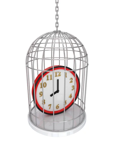 Reloj rojo en una jaula vintage . — Foto de Stock