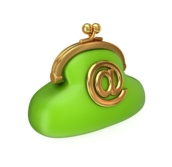 Groene tas met een gouden e-teken. — Stockfoto