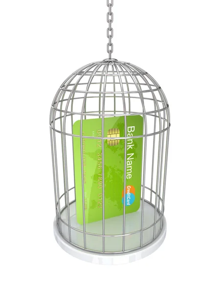 Green credit card in a vintage cage. — Stock Photo, Image
