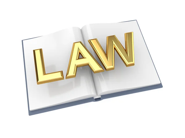 Opened book with golden word LAW. — Stock Photo, Image