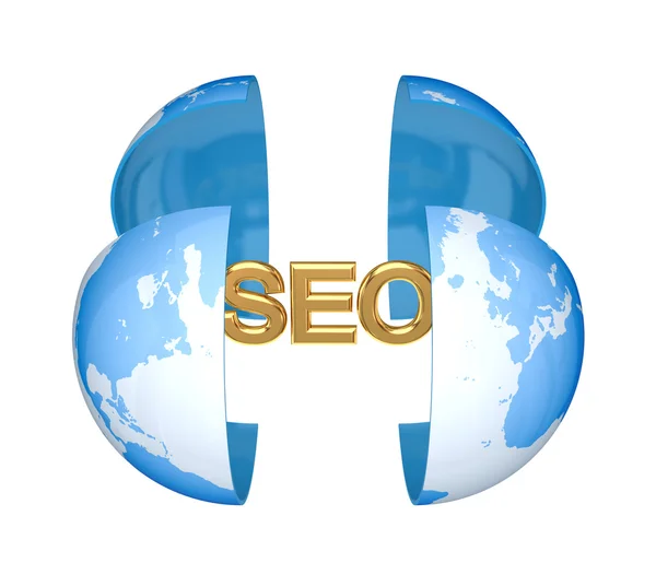 Earth and golden word SEO. — Stock Photo, Image