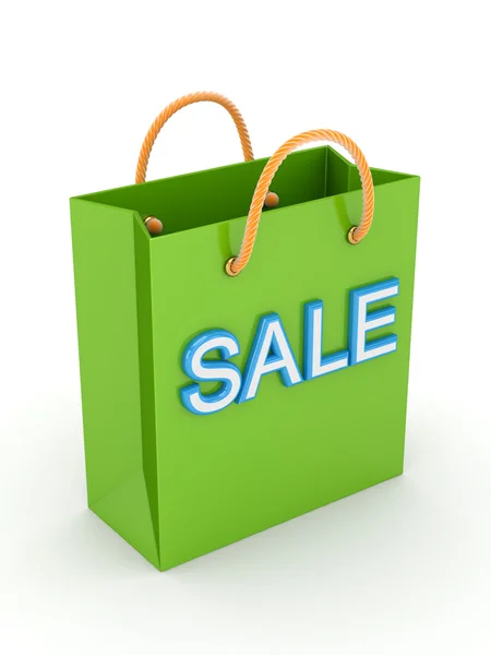Green plastic package with a big word SALE. — Stock Photo, Image