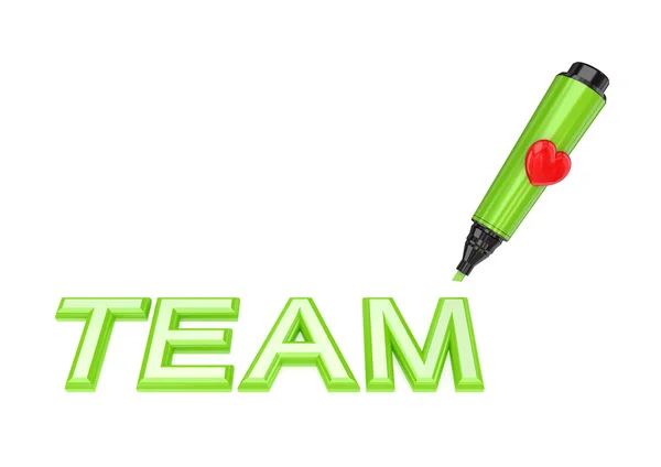Rotulador verde pluma y palabra TEAM . — Foto de Stock