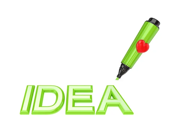 Rotulador verde pluma y palabra IDEA . —  Fotos de Stock