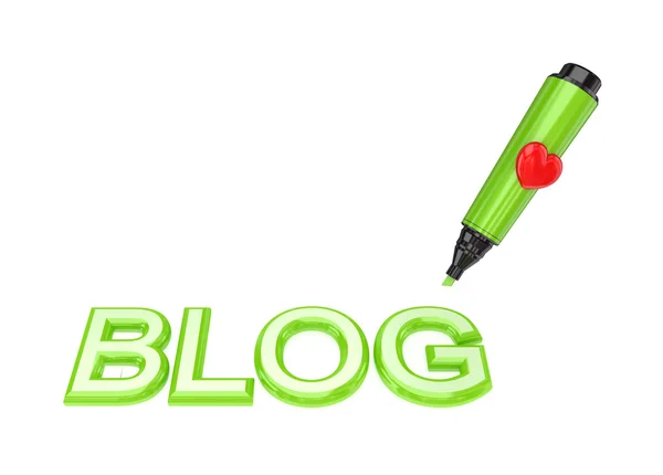 Grön markör penna och ordet blogg. — Stockfoto