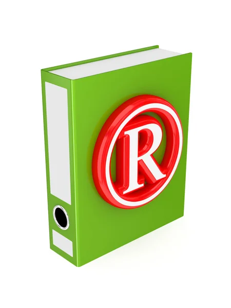 Carpeta verde con símbolo de copyright rojo . —  Fotos de Stock