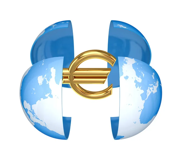Země a zlatý znak euro. — Stock fotografie