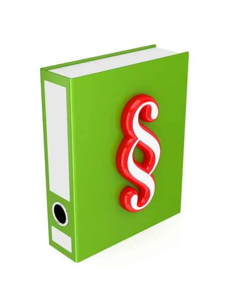 Зелена тека з символом червоного абзацу — стокове фото