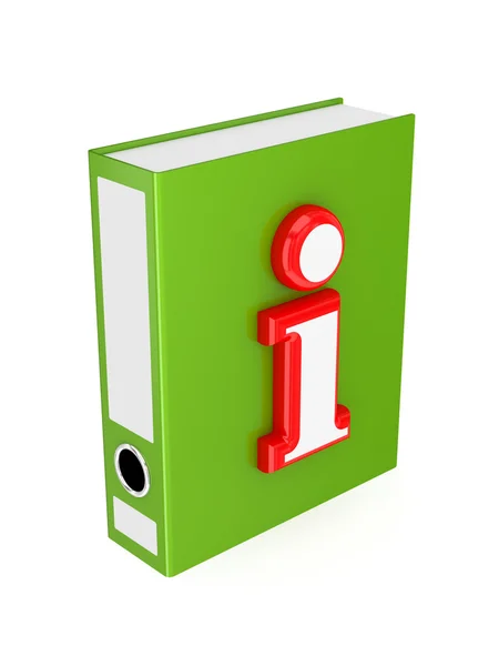 Zielona teczka informacji czerwony symbol. — Zdjęcie stockowe