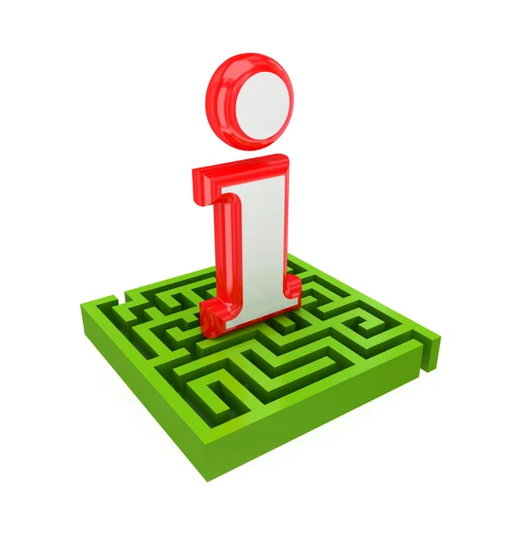 Grünes Labyrinth und rotes Hinweisschild. — Stockfoto