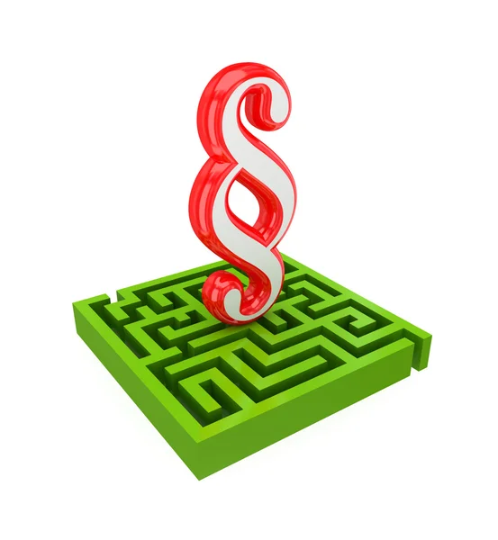 Groene labyrint en rode lid ondertekenen. — Stockfoto