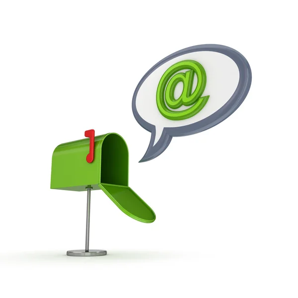 Zöld levélszekrény és jele. — Stock Fotó