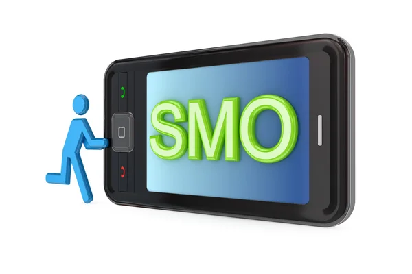 Современный мобильный телефон с большим словом SMO . — стоковое фото