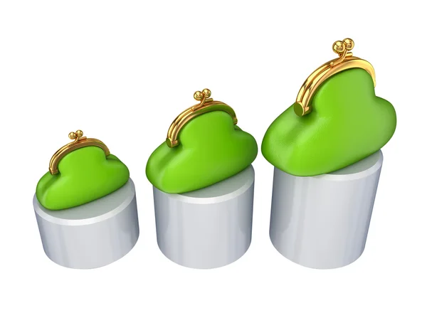 Graphic and three green purses. — Stock Photo, Image