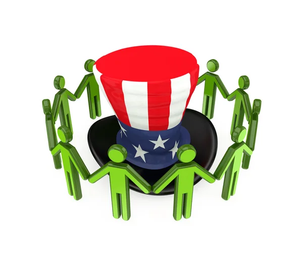 3d small around Uncle Sam's hat. — Stock Photo, Image