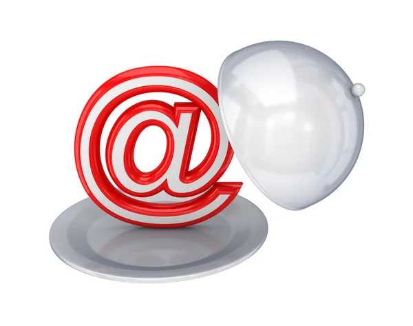 Email κόκκινο σημάδι σε ένα πιάτο. — Φωτογραφία Αρχείου