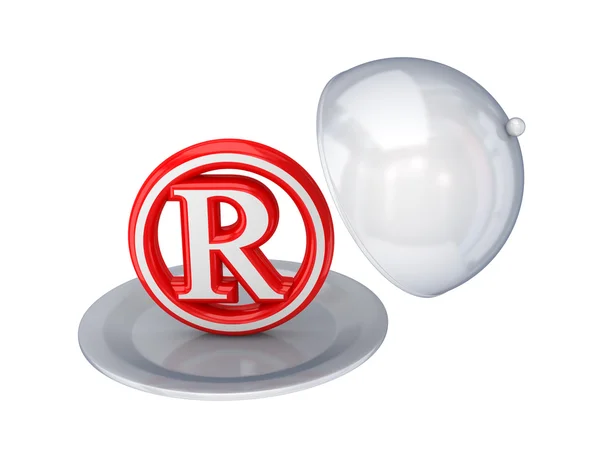 Simbolo di copyright rosso su un piatto . — Foto Stock