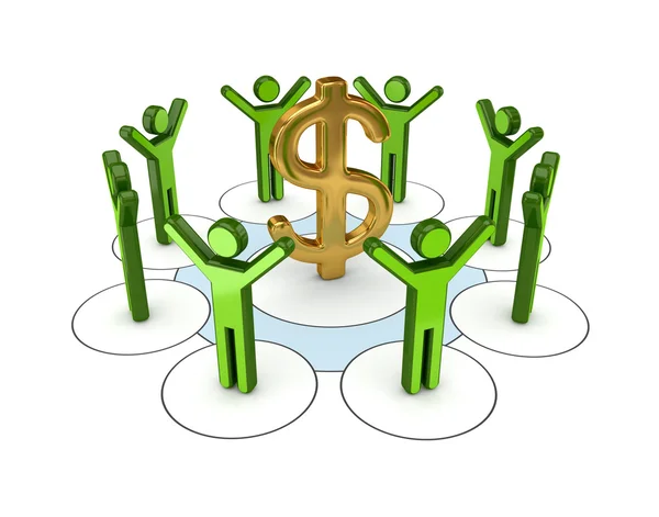 3d small around golden dollar sign. — Stock Photo, Image