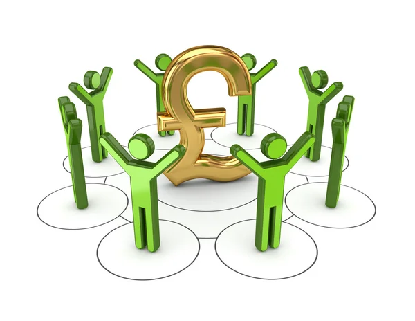 3d small around golden pound sterling sign. — Stock Photo, Image