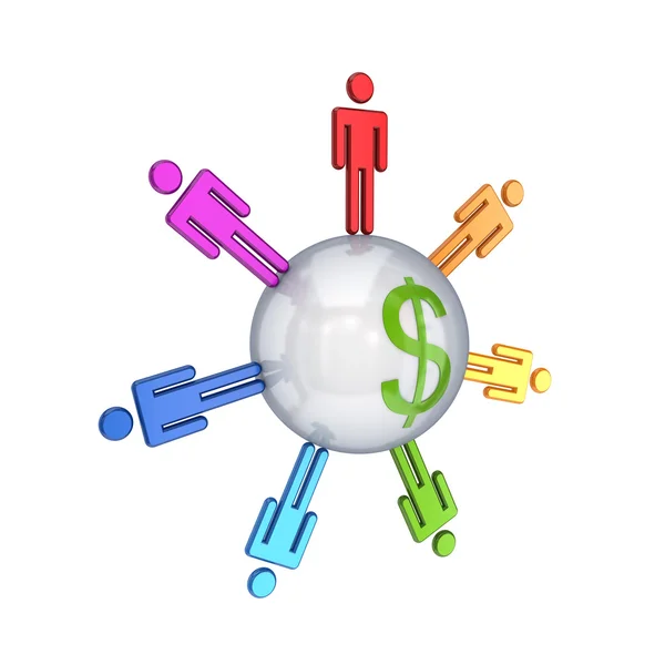 Colorful 3d small around dolar sign. — Stock Photo, Image