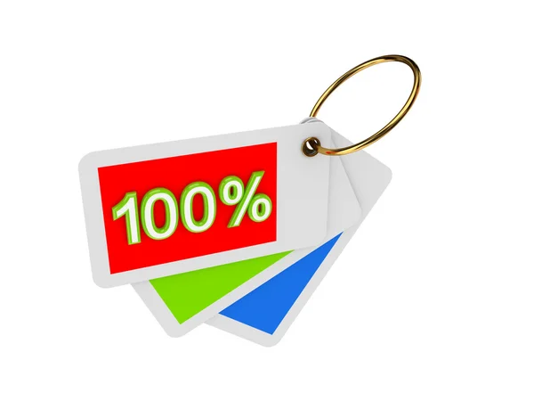 Kleurrijke tags en woord 100 procents — Stockfoto