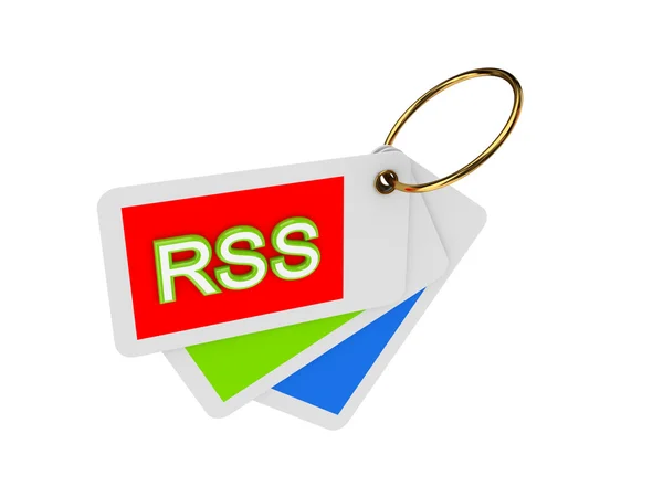 Kleurrijke tags en woord rss. — Stockfoto