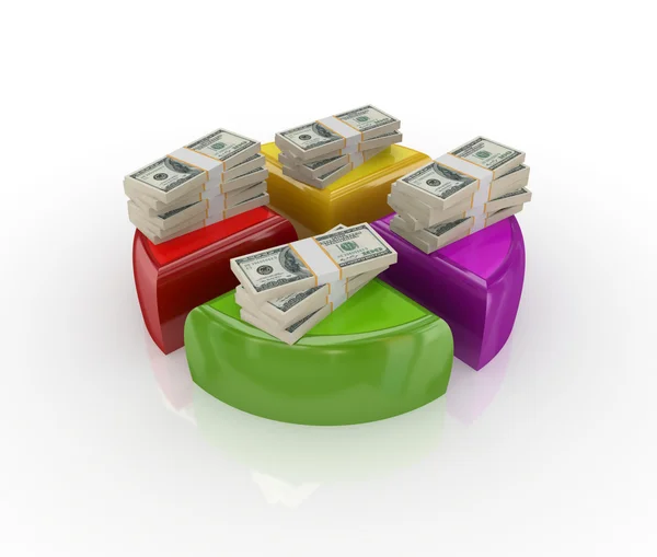 Geld packs in een kleurrijke grafiek. — Stockfoto