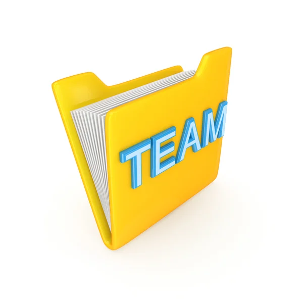 Yellow PC folder with a blue inscription TEAM. — Stock Photo, Image