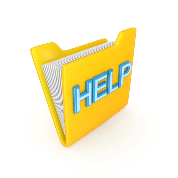 Yellow PC folder with a blue inscription HELP. — Stock Photo, Image